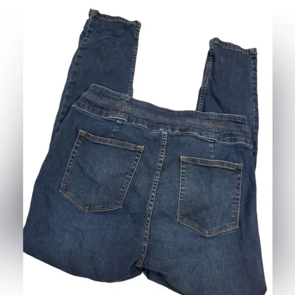 Free People We The Free Sz 32 blue High Rise Lace Up Jeans Lovers Knot - Picture 4 of 7